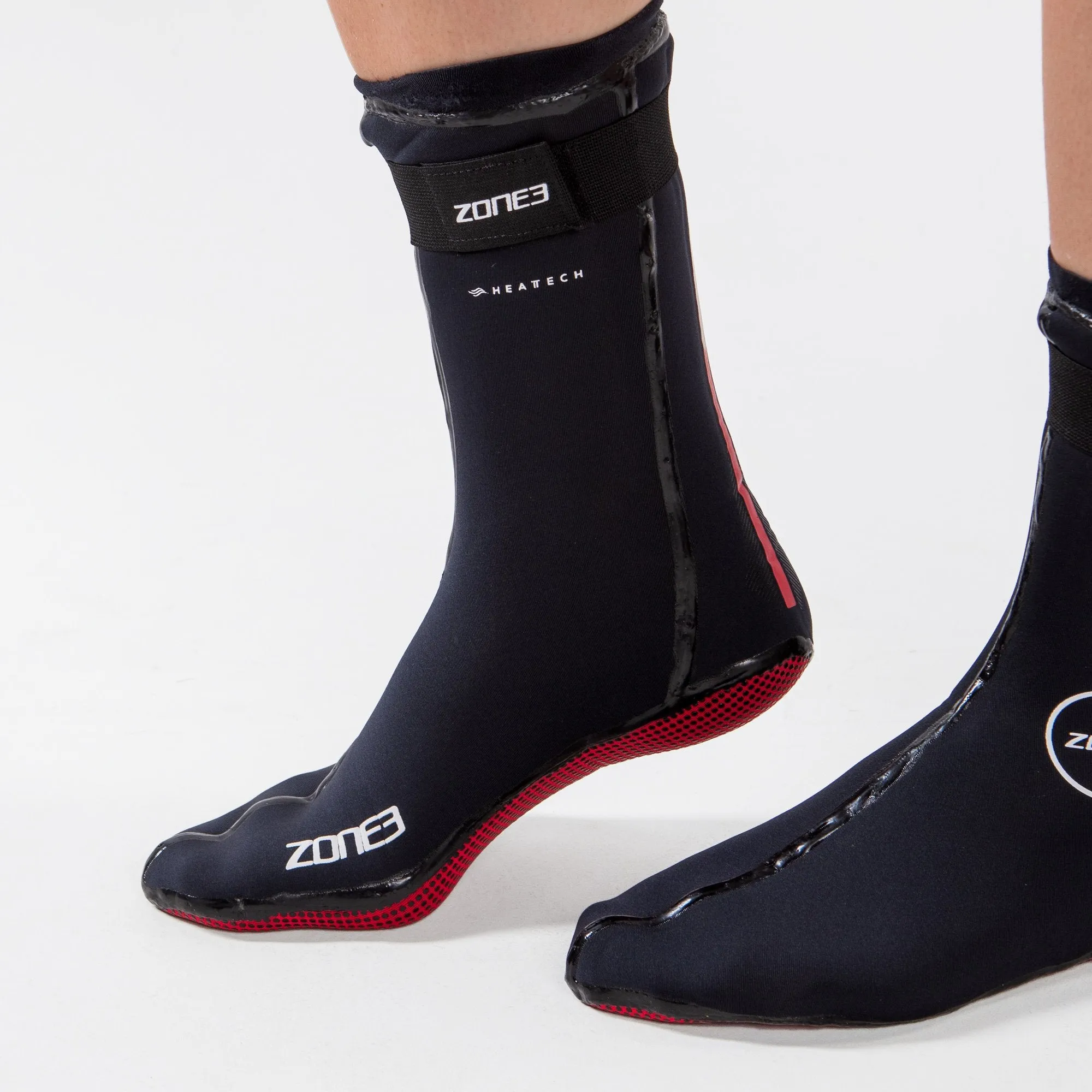 Zone3 Neoprene Heat-Tech Warmth Swim Socks - Black/Red